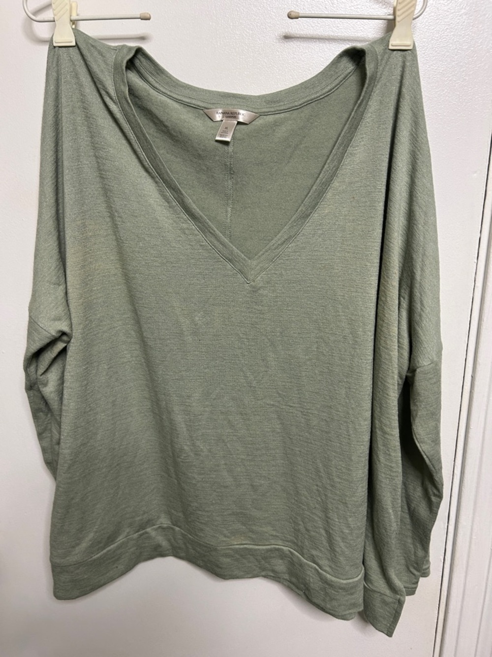 Banana Republic Light Sage V-Neck Sweatshirt